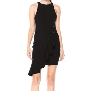 Likely Black Ruffle Asymmetrical Sleeveless Dress